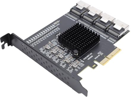 VBESTLIFE Adaptateur PCIE vers SFF 8087, 4 Ports Mini SAS SFF 8087 6Gbps 16 Ports SATA 3.0, Prise en Charge NCQ et AHCI, pour Wins, pour Linux