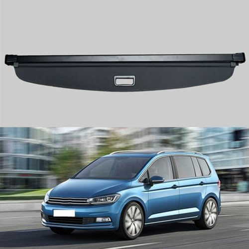 Auto Einziehbarer Laderaumabdeckung Kofferraum für VW TOURAN 2016-2022 2023 2024,Wasserdicht Hintere Kofferraum Ablagen Rollo Auto Zubehör