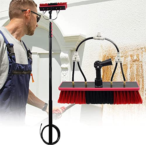 Kit de limpieza de ventanas, limpiador de paneles solares, poste para limpieza de ventanas, sistema de cepillo alimentado por agua, herramienta de limpieza de alto alcance, perfecto para uso doméstico