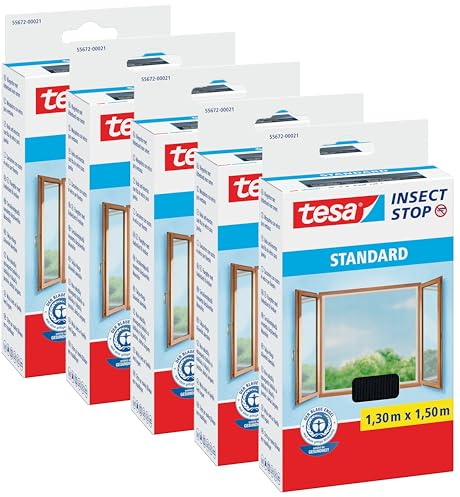 Tesa Fliegengitter für Standard-Fenster, weiß, leicht, 1,5 m x 1,8 m