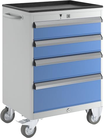 eurokraft pro | Schubladenschrank | Fahrbar, HxBxT 850 x 600 x 450 mm, Schubladen 2 x 125, 1 x 150, 1 x 200 mm