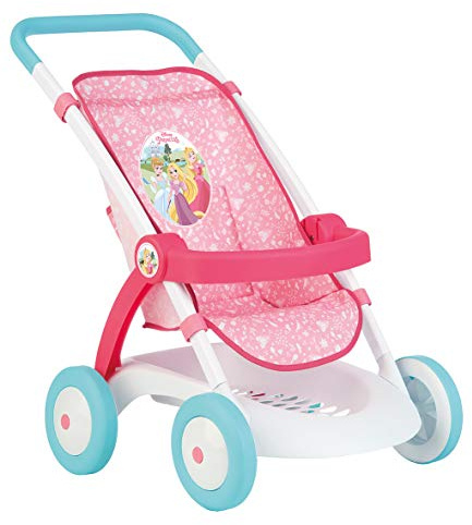 Smoby - Disney Princesses - Poussette - pour Poupons et Poupées - Arceau de Maintien + Panier de Rangement - 254002