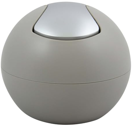 Spirella Cestino da Bagno, Contenitore per Cosmetici, 1 litro, Finitura Lucida o Opaca, con Coperchio Basculante, Cestino da Tavolo, Tortora Opaco
