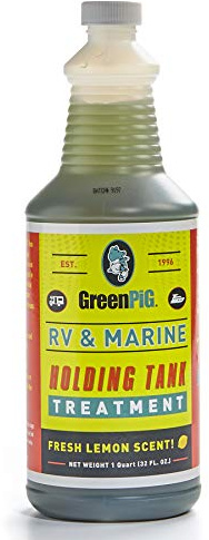 GREEN PIG RV and Marine Holding Tank Treatment, Breaks Down Waste, Eliminates Odors, Environmentally Friendly, Motorhome Accessories Must Have, 1 Quart