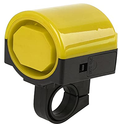 sourcing map Elektrische Fahrradhupe Sirene Gelb 4 Stück Fahrradlenker ABS | Passend Für Lenkerdurchmesser 20mm/25mm, 2X AAA Batterien (Nicht Enthalten), 360° Drehhalterung, Einfache Montage