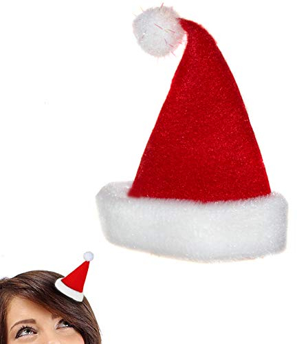 DbKW Weihnachtsmütze mit Haarspange. Haarclip Nikolausmütze Mütze Nikolaus Clip X-mas (10 Stück)