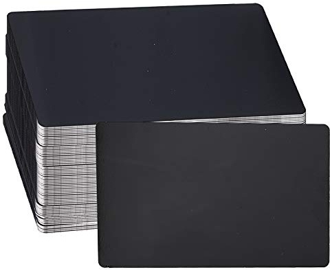 GORGECRAFT 50Pcs Metall Visitenkarten Rohlinge Gravierte Visitenkarten 0.4mm Aluminium Rohling Visitenkarte Für Büro DIY Geschenkkarten 3 Farboptionen Verfügbar (Schwarz)