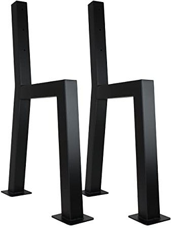 Natural Goods Berlin 2X Bankgestell h-Form mit Rückenlehne für Außenbereich aus Metall, Outdoor, DIY Gartenbank stabil wetterfest Balkon, Terrasse, Küche stabil Möbelkufen rostfrei für Holz (Schwarz)