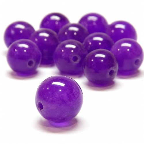 Perle di giada, colore viola, 8 mm, 6 mm, 4 mm, rotonde, semipreziose, per la creazione di gioielli, accessori per il fai da te (15 pezzi da 8 mm)