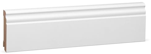 KGM Sockelleiste Hamburger Profil MDF - Weiß, 2440 x 18 x 80 mm, 1 Stück | Fußleiste, direktlackiert RAL9016, für PVC, Vinyl & Laminat, robuste Oberfläche, PEFC-zertifiziert