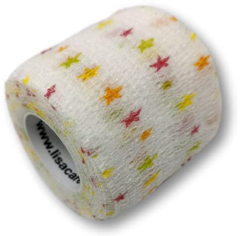 LisaCare bandage auto-adhésif - 12 rouleaux de 5cm de large - auto-adhésif, élastique pour enfants - grand choix de couleurs & motifs - bandages pour consoler (étoiles)