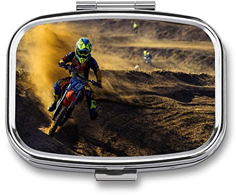 Travel Small Pill Box Desert Motorcycle Racing Portable Pill Storage Box, Pocket Box Dispenser, Vitamin Compartment Container Pill Box