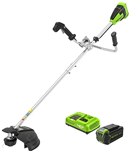 Greenworks Coupe-Bordures & Débroussailleuse 40V 40cm avec Batterie 4Ah et Rapide Chargeur 5A