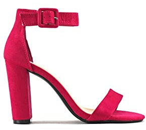MODELISA - Sandalia Tacón Ancho Fiesta Hebilla Boda Noche Evento Mujer (Fucsia, numeric_38)
