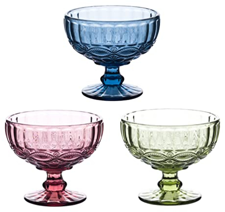 DOITOOL 3stücke Teiliges Dessertglas Elegante Blumenglas-schalen Für Eis Salat Und Desserts Dekorative Fußschalen Für Besondere Anlässe Mikrowellen Und Kühlschrankfest