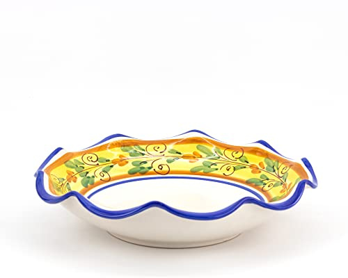 CEAR ceramiche - Frutera Centro de mesa Ø 35 cm de cerámica siciliana de Caltagirone decorada a mano con decoración floral