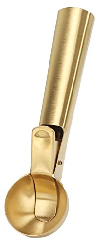 Paletta per Gelato Lavabile in Lavastoviglie Cucchiaio per Gelato in Acciaio Inossidabile a Prova di Bastone con Grilletto per Alla Frutta (Oro)