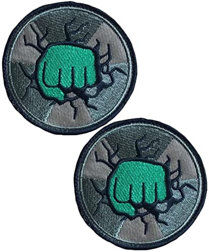 Heiorpai 2 st M-Arvel Avengers Movie Hero Hulk Gamma händer M-Arvel Comics Super Hero Patch broderad dekorativ krok och ögla fästelement baksida lapp