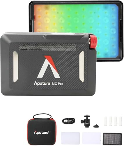 Aputure MC Pro (RGB, 2.000K-10.000K) Mini-LED-Panel-Licht - Aluminium-Gehäuse mit IP65, Professionelle Optische Linse, Extra Lange Akkulaufzeit, Integrierte Lichteffekte, Beidseitig Magnetisch