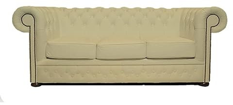 Chesterfield Sofa First Class - The Chesterfield Brand | 3 Sitzer Sofa | 100% Leder, handgefertigt, Original Chesterfield | Breite 200 cm | Vanille