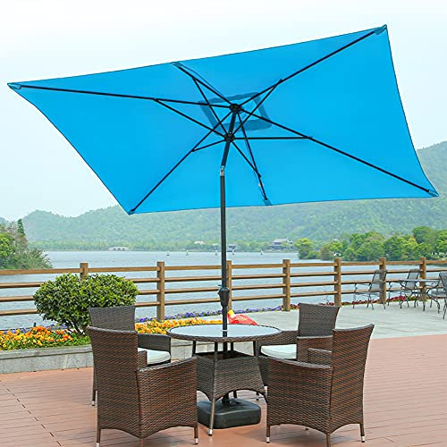 Ombrellone da giardino inclinabile, grande parasole per esterni con manovella, protezione UV, ombrello quadrato L 2 x H 3 m, blu