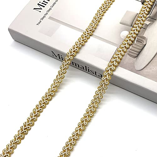 DHER Braid Trim Borte Blumenband und Bänder zum Nähen 10 m Spitzenband Gold für Vorhänge, Kleidungszubehör, Ornamente, Dekoband