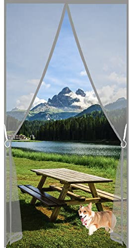 Fly Screens for Doors 125 x 260 cm Durable Anti-Tearing Magnetic Fly Insect Screen Door with Powerful Magnets No Drilling for French Doors, Greenhouse, Grey