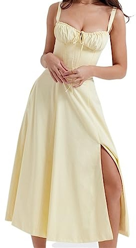 Bustier Solklänning Fyrkantig Hals Ärmlös Korsettklänning Kvinnor Blommor Korsett Midi Klänning Tryck Bustier Solklänning (Color : 5, Size : S)
