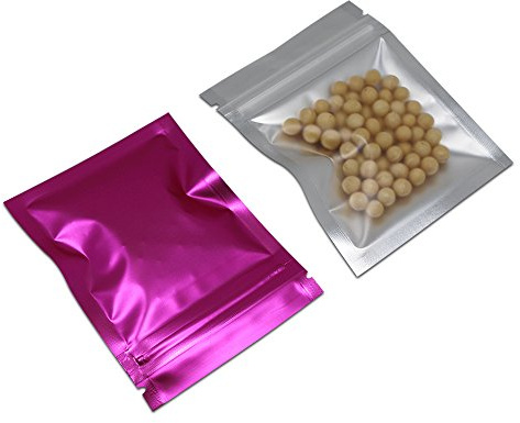 WACCOMT Pack 100 stycken matt Mylar förvaringspåsar av mat klar plast bonbon förpackning dragkedja varmförsegling påsar (10 x 15 cm (3,9 x 5,9 tum), rosa)