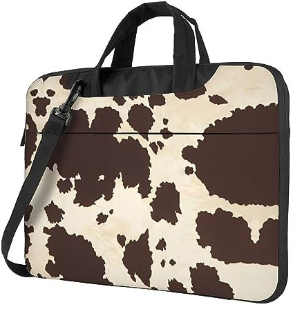 vacsAX 15,6 Zoll Laptoptasche - mit weichem Innenfutter, mehrere Taschen - ideal für Männer, Reisen und Business, Kuhfell-Aufdruck, 15.6 inch