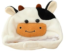 ISAKEN Kuh Hüte Lustiger Plüsch Hut Halloween Tiermütze Partyhüte Urlaub Cosplay Mütze Kopfbedeckung für Kinder Erwachsene Dress Up Party Kostüm Zubehör Party Kostüm Halloween Weihnachten