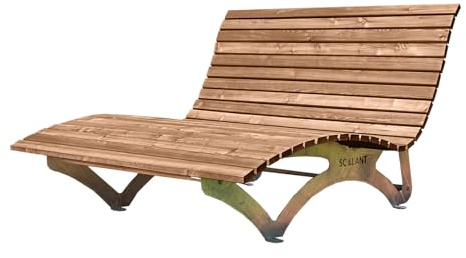 SCALANT Waldsofa Classic mit Schutzhülle, Thermokiefer, für 2-3 Personen, Sonnenliege, Außenliege, Wellenliege, Relaxliege, Holzliege für den Garten, feuerverzinkt