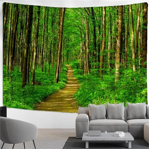 Tizhweqo Wandteppich 3D Wald, Wandbehang Waldweg, Wandtuch Wald Tapisserie Tapestry für Schlafzimmer Wohnzimmer Wohnheim Deko 180x200 cm M1834