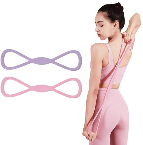 Adorila Widerstandsbänder mit Griffen, Silikon-Übungsbänder für Frauen, elastisches Seil, Stretch-Fitnessband für Arm, Rücken, Brust, Schulter, Beine, 2 Stück
