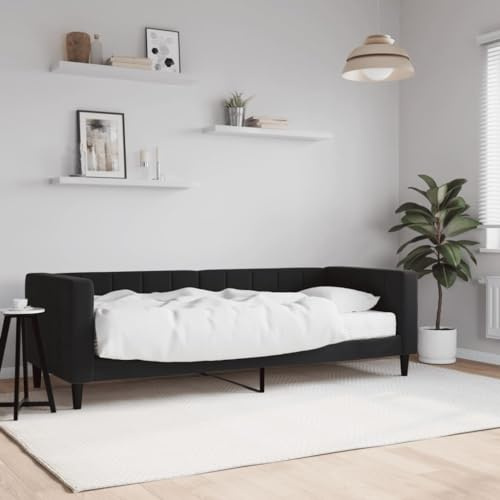 CKioict Palettenbett Modernes Bettgestell Jugendbett Tagesbett mit Matratze Schwarz 80x200 cm SamtGeeignet für Gästezimmer, B&Bs, Schlafzimmer