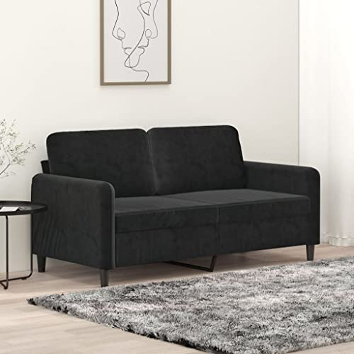 Gecheer 2-Sitzer Sofa Couch Relaxcouch Gästesofa Schlafsofa Sofabett Liegesofa Bettsofa Loungesofa Polstersofa Sessel Relaxsofa für Wohnzimmer/Wohnung/Büro Schwarz 140 cm Samt