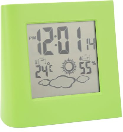 Reloj Despertador Solar con Batería, Función de Temporizador Pantalla LCD Clara de Temperatura Pronóstico del Tiempo Reloj Despertador Pantalla de Humedad Números Grandes para