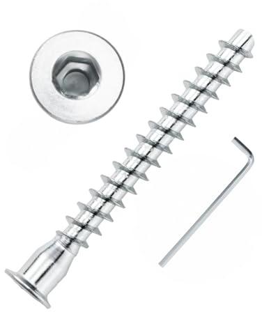 Confirmat Screws, M6.3 x 50mm 20 PCs, Hex Socket Drive Countersunk Furniture Connecting Self-Tapping Screw Set Carbon Steel Zinc Plated