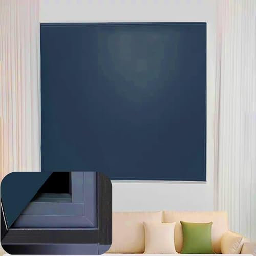 Rollo Verdunkelungsrollo 155 x 140 cm, Beschichtung Sonnen, Einfache Installation, Maßgeschneiderte Größe Verdunkelungsvorhang Dachfenster, mit Klettband für Auto Reisen, Dunkelblau