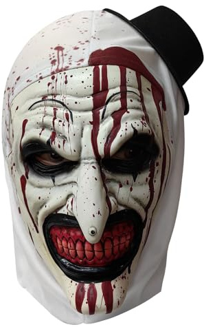 Terrifier Art Das Clown Kostüm Halloween Maske - Horror Vollkopf Latex Deluxe Clown Maske - Gruselige Cosplay Killer Karneval Blutige Requisiten