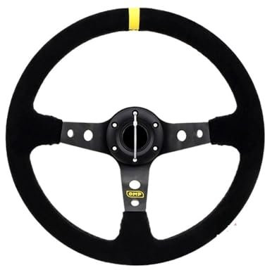 WANGSHAOWEI Sportlenkrad Auto-modifiziertes Sportlenkrad, Wildleder, Mattes Leder, 14 Zoll, 350 mm, 6-Loch, rot, blau, gelb, Nachahmung Holzlenkrad(Yellow)
