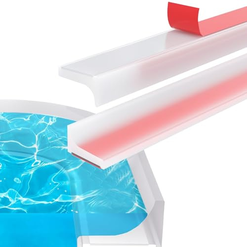 Bande de protection anti-éclaboussures de douche autocollante en silicone de 2 m | Seuil de douche en silicone transparent - Pour salle de bain et cuisine - Montage facile - Peut être découpé