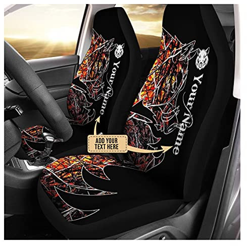 Autositzbezüge Personalisierte Benutzerdefinierte Lustige Tier Wildschwein Jagd Hobby Auto Sitzbezug Universelle Auto Sitzbezüge Premium Design Auto-Zubehör Für Lastwagen, Suvs, Autos, 52X138Cm