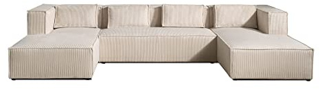 Lisa Design Stella – Wohnlandschaft – aus Cord – 7-Sitzer – moderner Stil Beige
