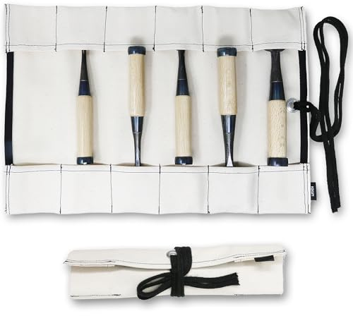 KAKURI Chisel Roll Up Pouch, 12-Pocket Tool Roll Bag Carrying Case | Heavy-Duty Canvas Organizer – Made in Japan