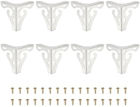 PATIKIL 3.7 Inch Hollow Out Furniture Legs,Set of 8 Modern Metal Triangle Couch Feet Replacement Sofa Legs for Cabinet Dresser Cupboard Table Chair Ottoman Bookcase Wardrobe,Silver