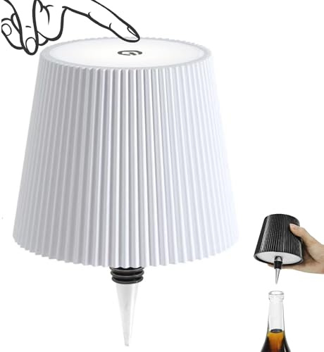AIMARS Lampada per bottiglia di vino senza fili, lampada LED per bottiglia di vino, ricaricabile con controllo touch, paralume senza fili con 3 temperature di colore, per camera da letto, ristorante