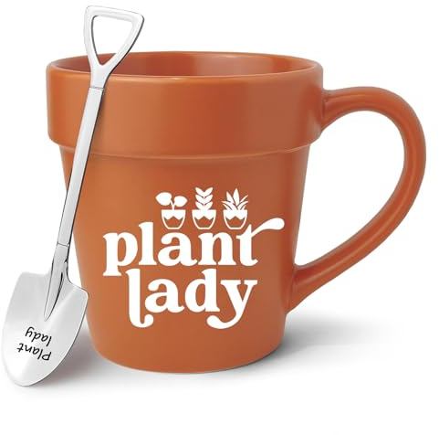Lasimfa Funny Mug Gardening Gifts for Women, Plant Lady Plant Lover Gifts for Women Mother's Day, Cute Gardener Gifts for Her, Women Friend, Novelty Mug with Shovel Spoon for Women Plant Lover