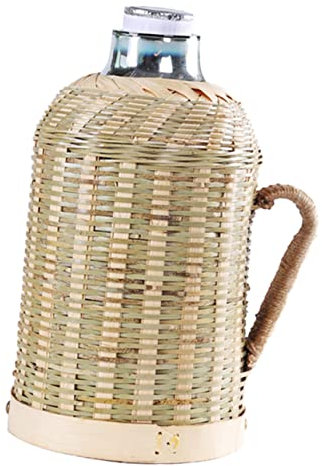Garneck Isolierte Wasserflasche Für Heiße Und Kalte Getränke Camping Wander Retro Vintage Bambusgewebe Wasserkrug