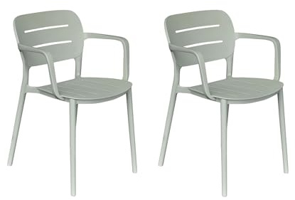 LC Garden Veti Stapelstühle 52,5x53x79cm Gartenstühle Terassenstühle Bistrostühle (Grün, 2er Set)